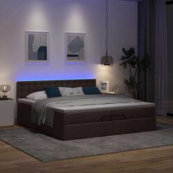 vidaXL Ottomán ágykeret matracokkal Sötétbarna 200x200cm szövet (3312502) - vidaxl