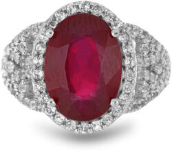 Ezüst Gyűrű - Madagaszkári Rubin (9.88 ct) és Fehér Topáz (Y54731/54)