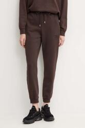 Pinko pantaloni de trening din bumbac culoarea maro, neted, 100371 A21P 9BYH-SPD04U_88X