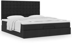 vidaXL Ottomán ágykeret matraccal fekete 180x200cm szövet (3313343)