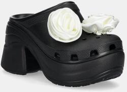 Crocs papuci Siren Rosette Clog femei, culoarea negru, cu toc drept, 210367 9BYH-KLD05M_99X (210367.001)