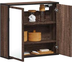 vidaXL barna tölgy szerelt fa tükrös fürdőszobaszekrény 65x20x60 cm (849258) - vidaxl
