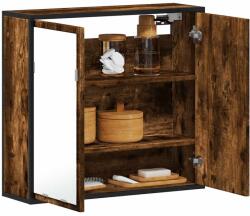 vidaXL füstölt tölgy szerelt fa tükrös fürdőszobaszekrény 65x20x60 cm (849256) - vidaxl