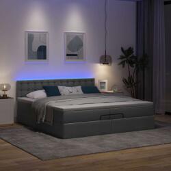 vidaXL Ottomán ágykeret matracokkal Sötét szürke 200x200cm szövet (3312500)