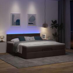 vidaXL sötétbarna szövet ottomán ágy matraccal & LED-ek 180x200cm (3312329)
