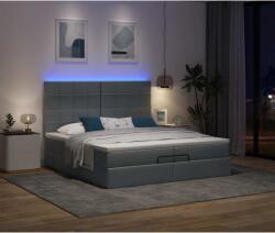 vidaXL Ottomán ágykeret matracokkal Sötét szürke 200x200cm szövet (3314032)