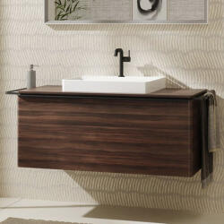 Hansgrohe Xelu Q Konzolos mosdószekrény 1180/550 fiókkal, ráültetett mosdótálakhoz, matt fekete fogantyú/sötét dió 54065670 (54065670)