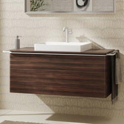 Hansgrohe Xelu Q Konzolos mosdószekrény 1180/550 fiókkal, ráültetett mosdótálakhoz, matt fehér fogantyú/sötét dió 54065700 (54065700)