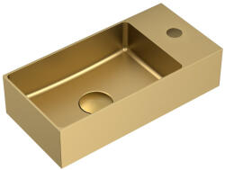 SAPHO Aurum Inox kézmosó 36, 5x18 cm klik-klak lefolyóval, balos / matt arany AU204 (AU204)