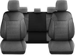 DeluxeBoss Set Huse Scaune Auto pentru BMW X2 - DeluxeBoss Classico, pentru bancheta rabatabila fractionata, 11 piese, negru alb