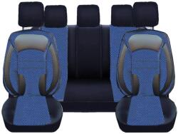 DeluxeBoss Set Huse Scaune Auto DeluxeBoss, stofa cu piele ecologica, pt bancheta rabatabila fractionata, negru cu albastru, 11 bucati