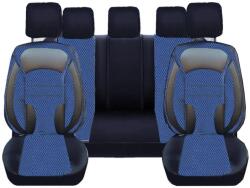 DeluxeBoss Set Huse Scaune Auto pentru Dodge Caliber - DeluxeBoss, stofa cu piele ecologica, pt bancheta rabatabila fractionata, negru cu albastru, 11 piese