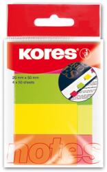 KORES Index autoadeziv hartie 50x20 mm, 200 file/set, 4 culori neon, KORES (KO45104)