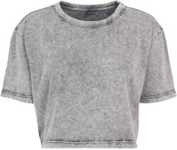 Build Your Brand Tricou crop top pentru femei Acid Washed - Gri / neagră | M (BY054-1000229550)