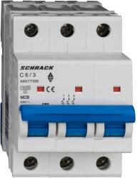 Schrack Intrerupator, Automat, AMPARO, Tripolar, 3P, Schrack, Curba, C, 6A, 10kA (AM017306)