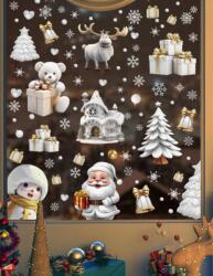 Vanco-Up Karácsonyi sztatikus ablakmatrica, Vanco-Up - Fehér/arany díszek, csomagok, csengők