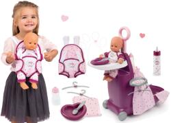 Smoby Set cărucior de înfăşat cu sticlă de lapte Natur Baby Nurse Smoby și păpușă de 32 cm cu marsupiu (SM220346-9) Papusa