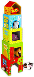 Tooky toy Farm Témájú Toronyépítő Kockák Fa Állatkákkal