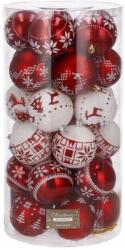SPRINGOS 30 db-os Karácsonyi gömbszett, 7cm, piros-fehér (CA0150)