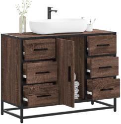 vidaXL barna tölgy szerelt fa fürdőszobai mosdószekrény 80x33x60 cm (849283) - vidaxl