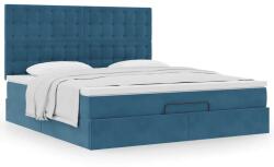 vidaXL Ottomán ágykeret matracokkal sötétkék 180x200cm bársony (3313635)