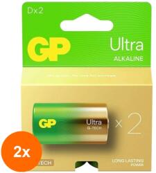 GP Batteries Set 2 x 2 Baterie Alcalina Ultra GP R20 (D), (TIV-2xGP13AU-PGB2)