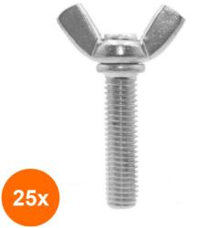 Schaefer-Peters Set 25 x Surub Fluture 316 Inox A2-M5 X 10 (COR-25x03162510S)