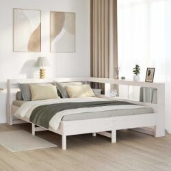 vidaXL fehér tömör fenyőfa könyvespolcos ágy matrac nélkül 135x190 cm (3324437)