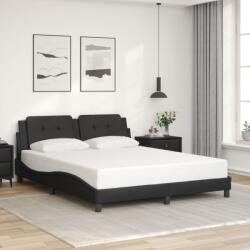 vidaXL fekete műbőr ágykeret fejtámlával 160x200 cm (3208191)