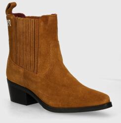 Tommy Hilfiger magasszárú cipő velúrból TH SUEDE COWBOY BOOT barna, női, magassarkú, FW0FW08034 - barna Női 41