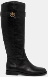 Tory Burch csizma T Lock Riding Boot fekete, női, lapos talpú, 158799-006 - fekete Női 40