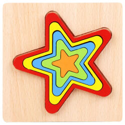  Puzzle din lemn incastru mic stea cu 5 colturi curcubeu (101572)