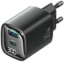USAMS CC229 XC Series hálózati töltő 1x-USB-A és 1xUSB-C csatlakozással 30W GaN - fekete