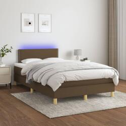 vidaXL Pat cu arcuri, saltea și LED, maro închis, 120x200 cm, textil (3133624) - comfy