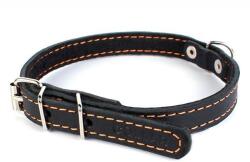 COLLAR Bőr nyakörv kutyák számára - 22-30cm, 10mm - fekete