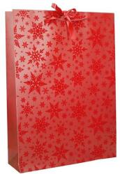 Creative Deluxe Plus XL 45x33x10 cm karácsonyi csillagos matt piros sodort füles masnival 77672