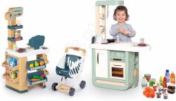 Smoby Set magazin și bucătărie cu sunete Market Smoby cu un scanner electronic și cărucior de cumpătăruri cu alimente (SM350238-10)