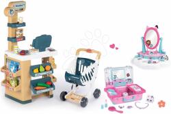 Smoby Set magazin și valiză cosmetică Market Smoby cu un scanner electronic și măsuța Gabby cu cosmetică și bijuterie (SM350238-13)
