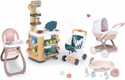 Smoby Set magazin și cărucior adânc Market Smoby cu un scanner electronic și scaun de masă cu cădiță pentru păpușă (SM350238-16)