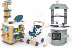 Smoby Set magazin și bucătărie Nova Market Smoby cu un scanner electronic casă de marcat și cărucior de cumpărăruri (SM350238-9)