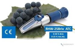 Labornite RHW-25BATC - Univerzális kézi refraktométer cukortartalomra és alkoholszint előrejelzésre