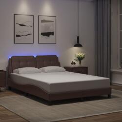 vidaXL barna műbőr ágykeret LED-világítással 120 x 200 cm (3214098)