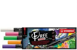 STABILO Akril marker STABILO FREE Acrylic T100 Kerek hegy 1-2 mm - Rugó, 5 db-os készlet