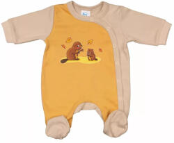  Vékony, pamut, elöl patentos kisfiú rugdalózó Hód mintával (68)