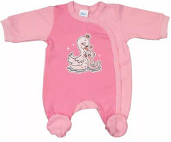  Vékony, pamut, elöl patentos kislány rugdalózó Hattyú mintával (68)