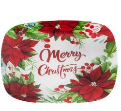 Yala Merry Christmas - mikulásvirágos üveg kínálótál - 30x20 cm (Q102003)