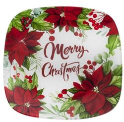 Yala Merry Christmas - mikulásvirágos üvegtál - 20 cm (Q102001)