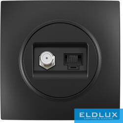 ELDLUX ELDELIN SAT (13db) + RJ45 Cat. 5e UTP aljzat fekete (ELD402562)