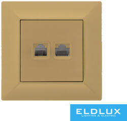 ELDLUX ELDGROUND RJ11 TEL + RJ45 Cat. 5e UTP aljzat arany (ELD304661)