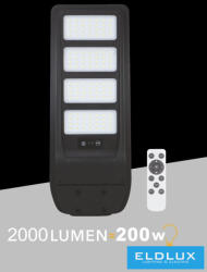 ELDLUX Solar utcai lámpa 3.2V-15AH 2000lm 4000k IP65 fekete 602x237x43mm (TR-200W-N)